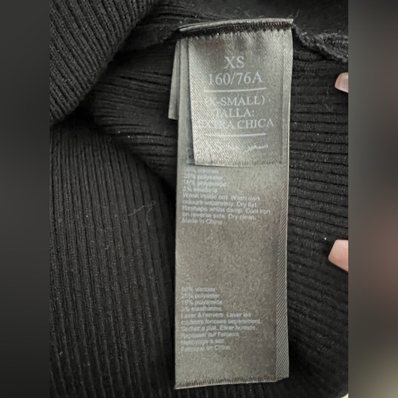 All Saints off shoulder black ribbed Midi dress. - Picture 8 of 11